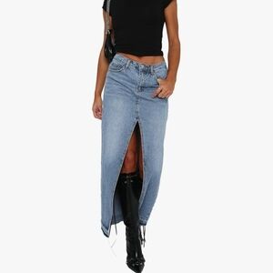 Sincerly Jules high slit maxi denim skirt size 5/27 blue wash